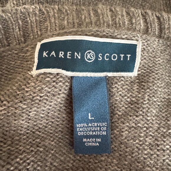 Karen Scott Gray Christmas Tree Sweater Large - Picture 12 of 12